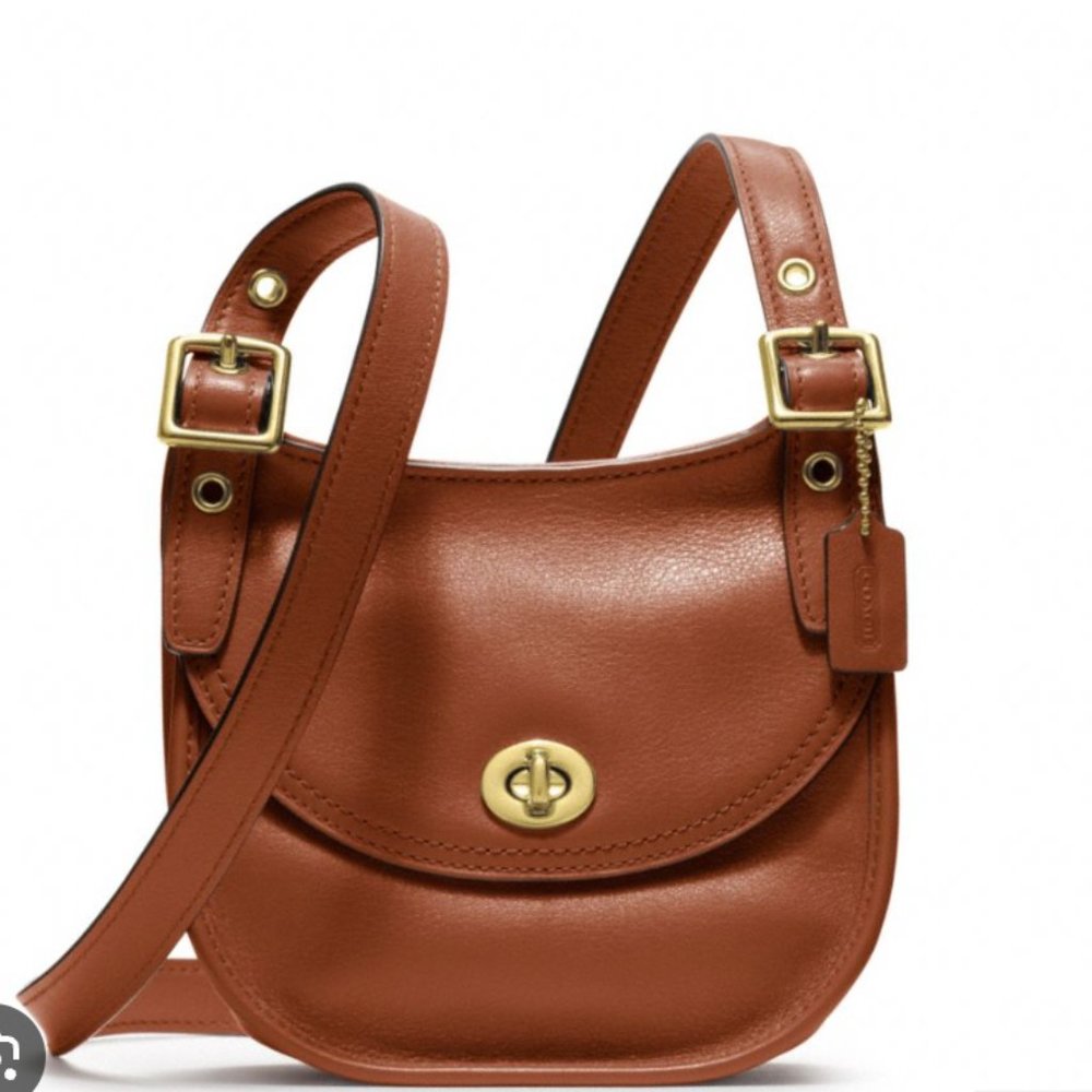 NWOT COACH  Women's Brown Legacy Leather Mini Saddle Bag classic crossbody